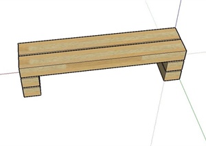 一个木条凳设计SU(草图大师)模型