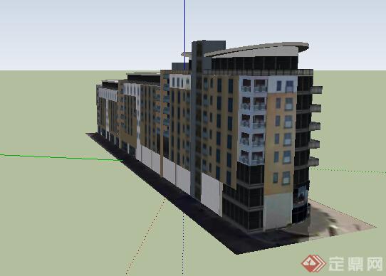 某现代风格办公建筑设计方案su 模型(2)