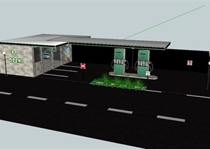 某加油站建筑设计SU(草图大师)模型