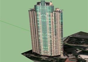 某高层住宅楼建筑设计SU(草图大师)模型3