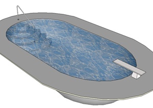 园林景观之现代游泳池设计SU(草图大师)模型