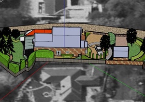 某欧式住宅建筑周边景观设计SU(草图大师)模型