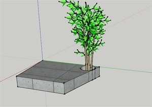 某现代平台竹子景观SU(草图大师)模型