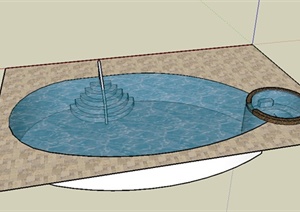 某现代体育泳池设计SU(草图大师)模型素材