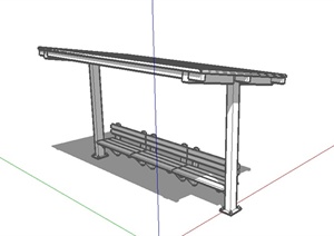 某现代候车站设计SU(草图大师)模型素材