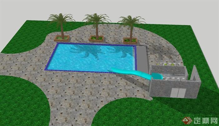 某泳池景观设计SU模型(1)