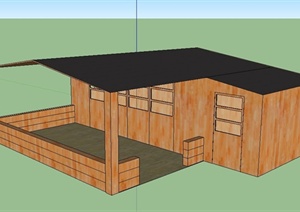 某单层住房建筑设计SU(草图大师)模型