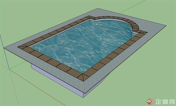 一个温泉池设计SU模型(1)
