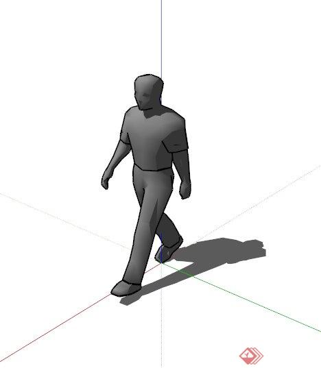 某景观素材一个步行的人物SU模型(1)