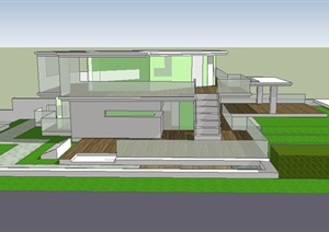 某现代小别墅建筑方案设计SU(草图大师)模型