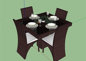 某现代厨卫设施餐桌SU(草图大师)模型