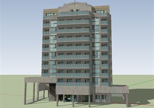 某办公大厦建筑设计SU(草图大师)模型素材