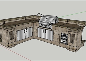 某室内厨卫设施橱柜设计SU(草图大师)模型