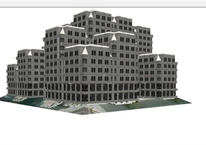 某综合建筑楼设计SU(草图大师)模型