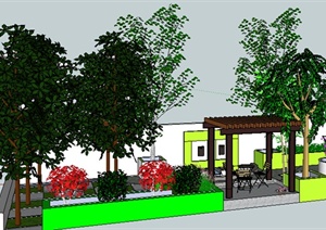 某现代简易庭院景观设计方案SU(草图大师)模型
