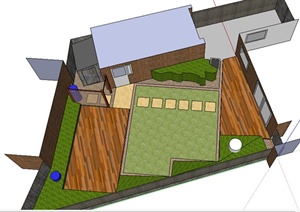 某室外庭院花园SU(草图大师)模型素材设计