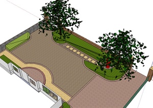 某小型园林别墅庭院设计SU(草图大师)模型