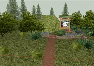 某园林庭院花园设计SU(草图大师)模型1
