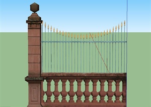 某园林景观围墙设计SU(草图大师)模型参考