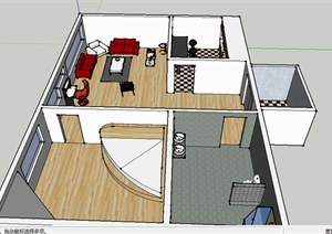 某室内居住空间设计SU(草图大师)模型参考