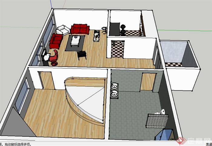 某室内居住空间设计SU模型参考(1)