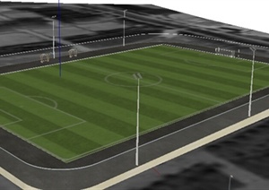 园林景观之现代足球场设计方案SU(草图大师)模型