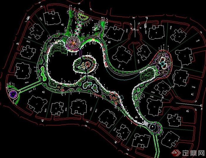 某别墅区公园绿化设计平面CAD图(1)