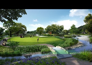某高尔夫球场景观设计PSD效果图