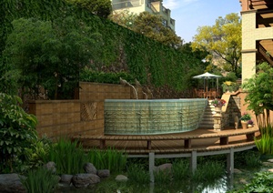 某住宅庭院景观设计效果图PSD格式