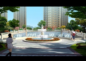 某住宅区中央喷泉水景设计PSD效果图