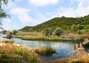 某湿地公园景观规划设计效果图PSD格式