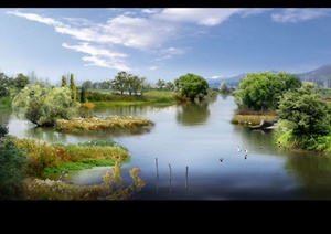 某湿地公园景观设计效果图PSD格式
