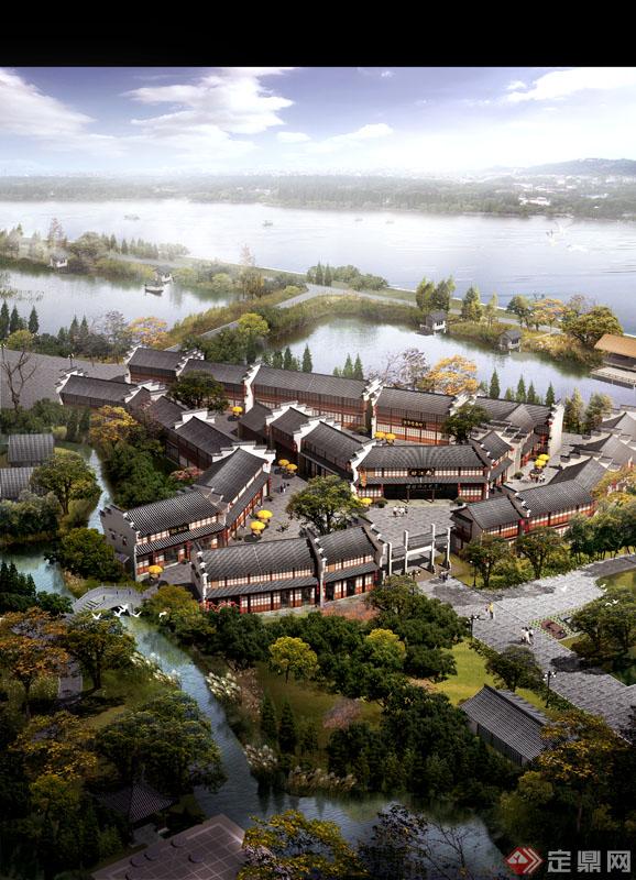 某中国古典建筑旅游景观设计效果图
