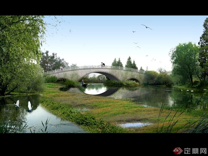 某现代河道景观设计效果PSD图