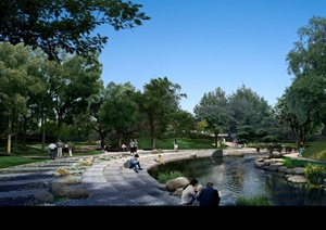 某公园临水景观效果图PSD格式